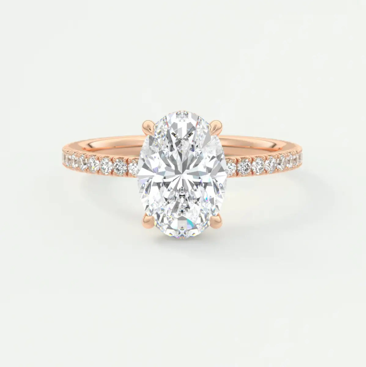 Custom made amelie oval hidden halo engagement ring | diamond lab