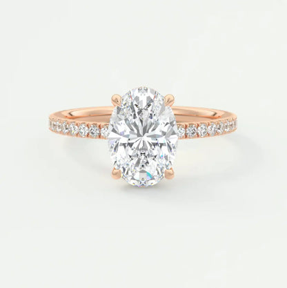 Custom made amelie oval hidden halo engagement ring | diamond lab