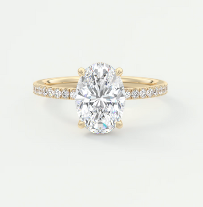 Custom made amelie oval hidden halo engagement ring | diamond lab