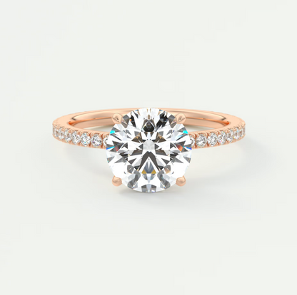 Custom made amelie round hidden halo engagement ring | diamond lab