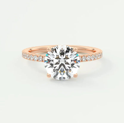 Custom made amelie round hidden halo engagement ring | diamond lab