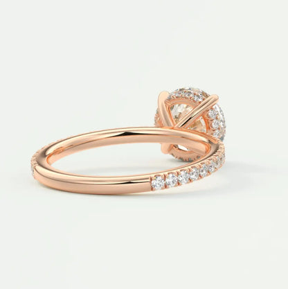 Custom made amelie round hidden halo engagement ring | diamond lab