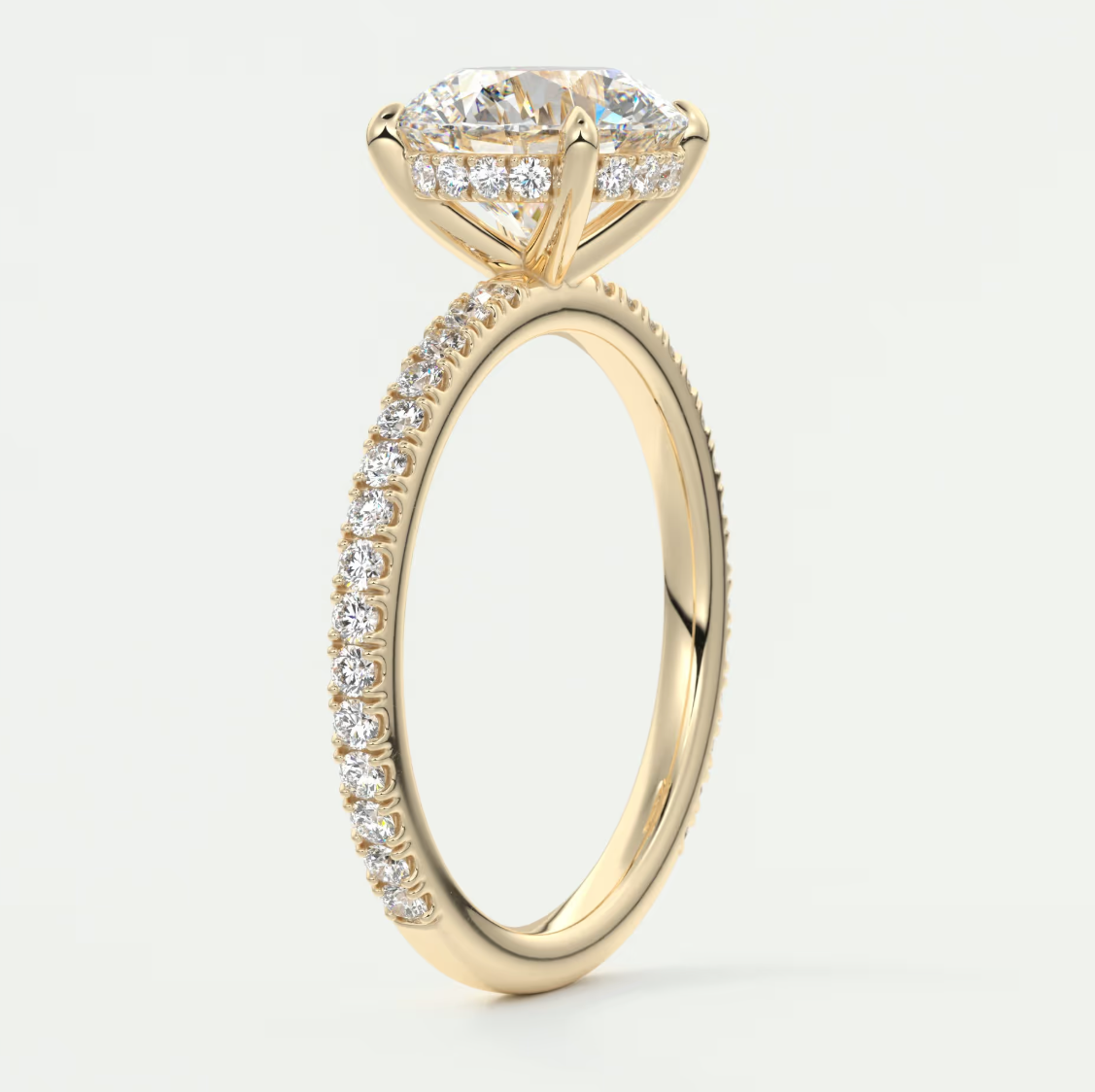 Custom made amelie round hidden halo engagement ring | diamond lab