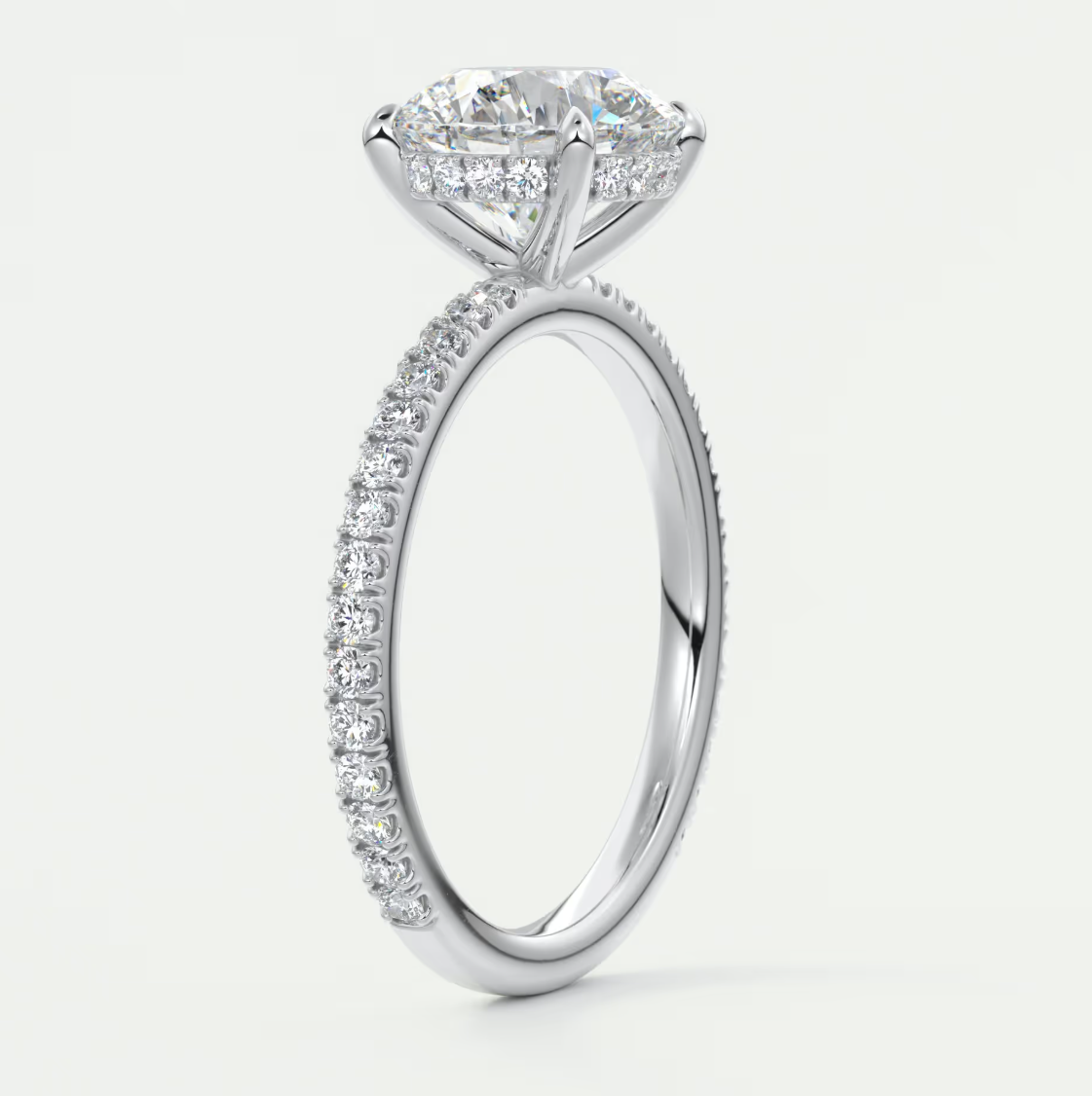 Custom made amelie round hidden halo engagement ring | diamond lab