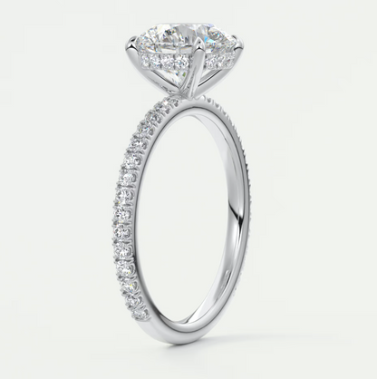 Custom made amelie round hidden halo engagement ring | diamond lab