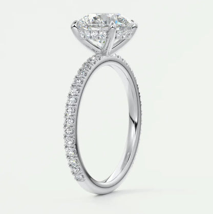 Custom made amelie round hidden halo engagement ring | diamond lab