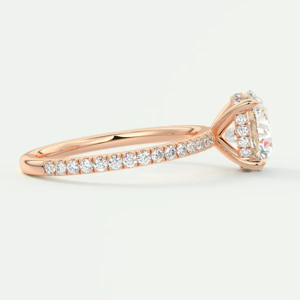 Custom made amelie round hidden halo engagement ring | diamond lab