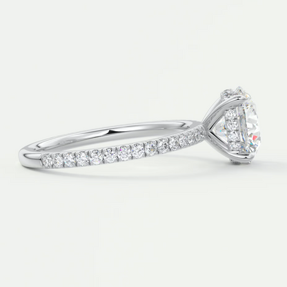Custom made amelie round hidden halo engagement ring | diamond lab