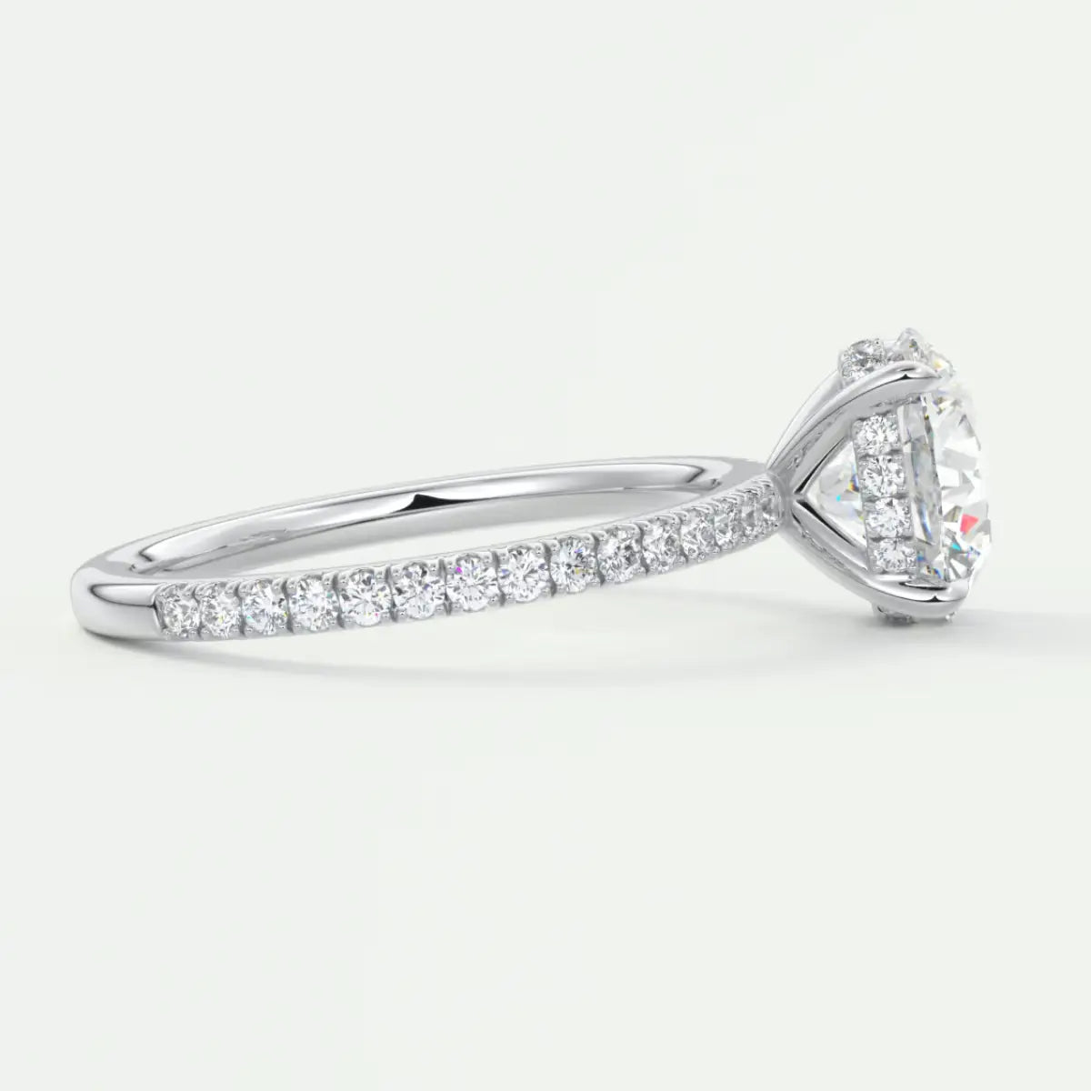 Custom made amelie round hidden halo engagement ring | diamond lab