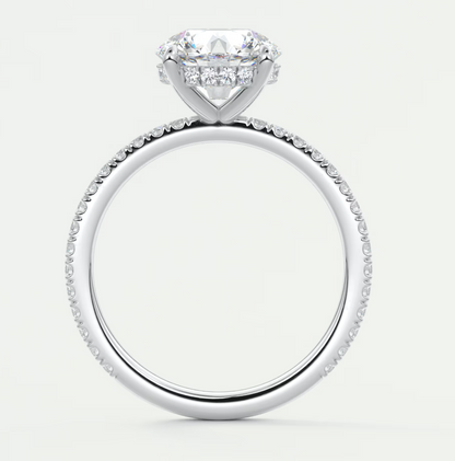 Custom made amelie round hidden halo engagement ring | diamond lab