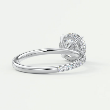 Custom made amelie round hidden halo engagement ring | diamond lab