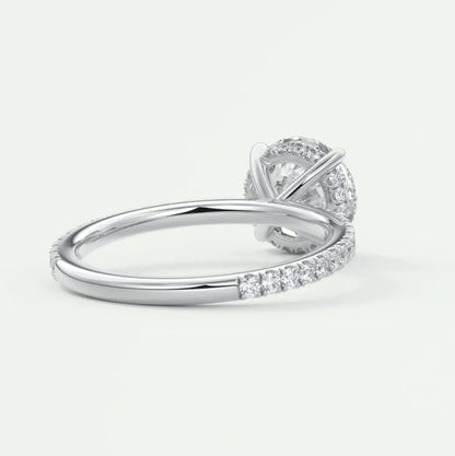 Custom made amelie round hidden halo engagement ring | diamond lab