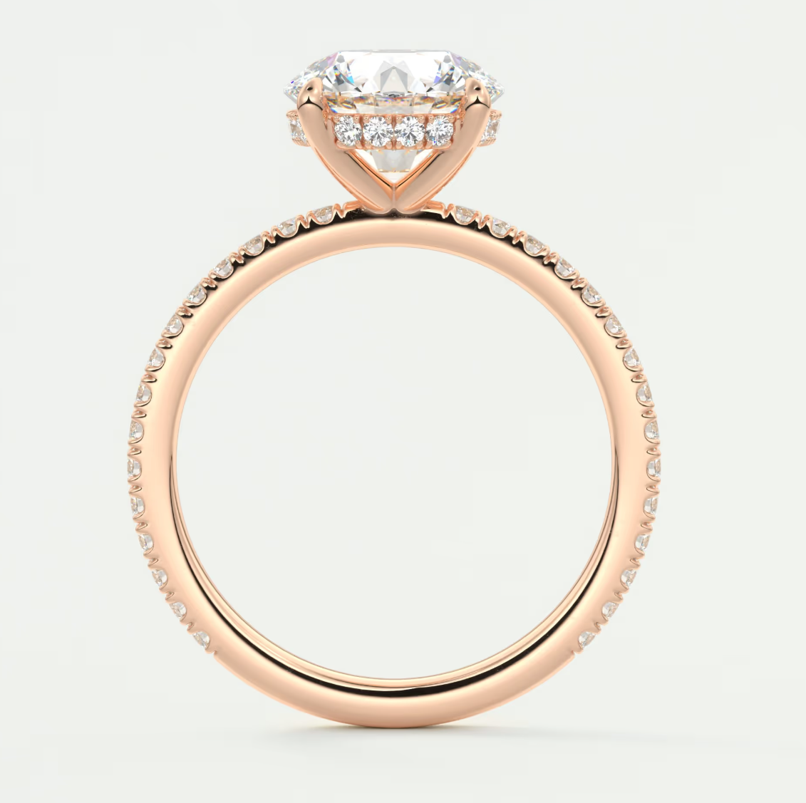 Custom made amelie round hidden halo engagement ring | diamond lab