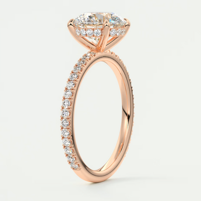 Custom made amelie round hidden halo engagement ring | diamond lab