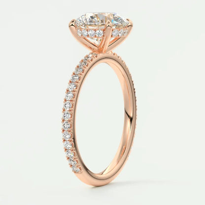 Custom made amelie round hidden halo engagement ring | diamond lab
