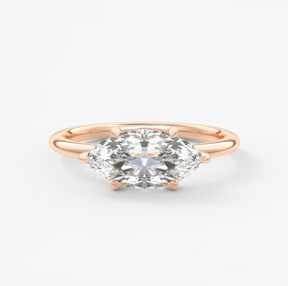 Custom made aura east-west marquise glide solitaire ring | lab diamond or moissanite –