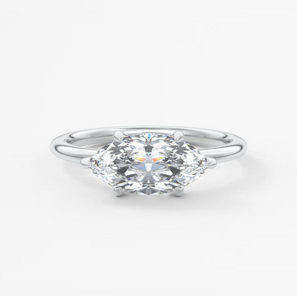 Custom made aura east-west marquise glide solitaire ring | lab diamond or moissanite –
