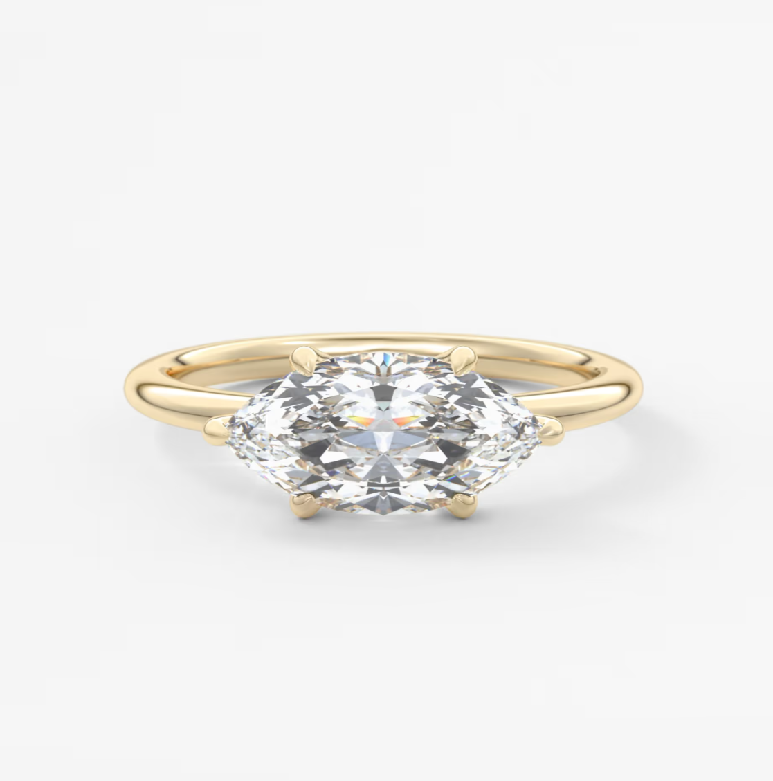 Custom made aura east-west marquise glide solitaire ring | lab diamond or moissanite –