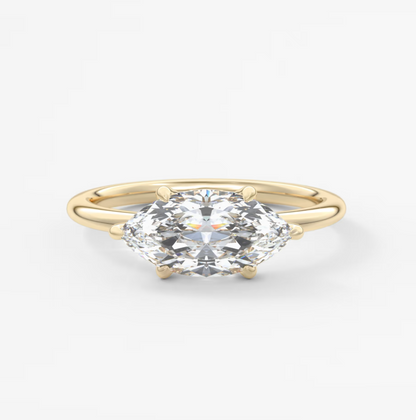 Custom made aura east-west marquise glide solitaire ring | lab diamond or moissanite –