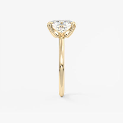 Custom made aura glide elongated cushion solitaire ring – lab diamond or moissanite