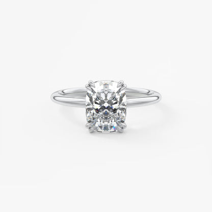 Custom made aura glide elongated cushion solitaire ring – lab diamond or moissanite