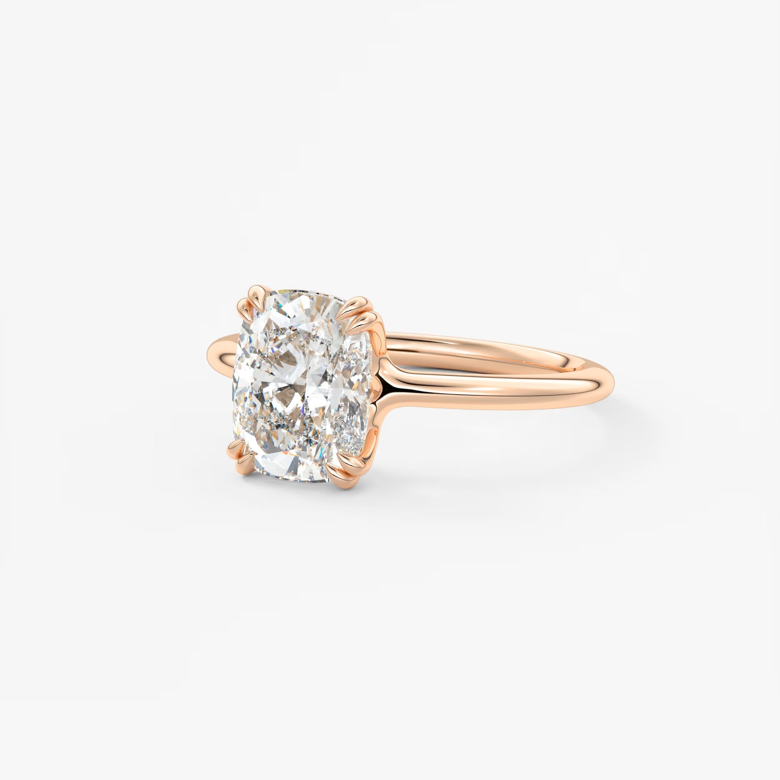 Custom made aura glide elongated cushion solitaire ring – lab diamond or moissanite