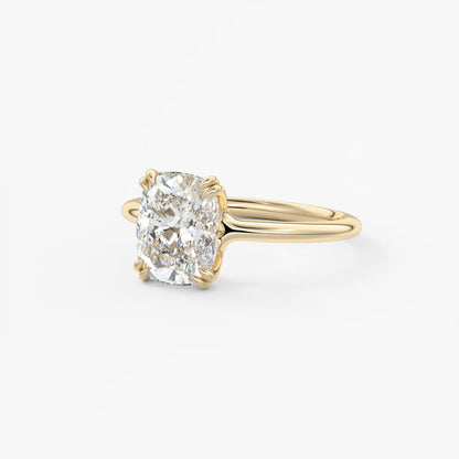 Custom made aura glide elongated cushion solitaire ring – lab diamond or moissanite