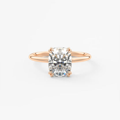 Custom made aura glide elongated cushion solitaire ring – lab diamond or moissanite