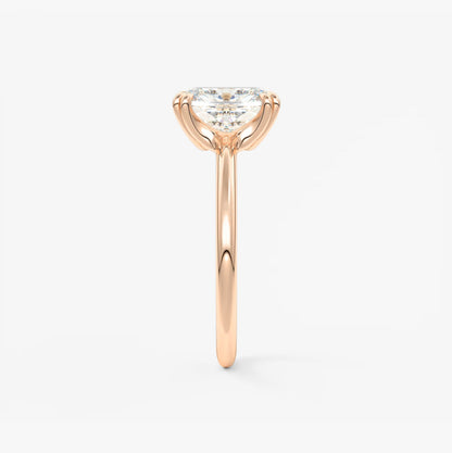 Custom made aura glide elongated cushion solitaire ring – lab diamond or moissanite