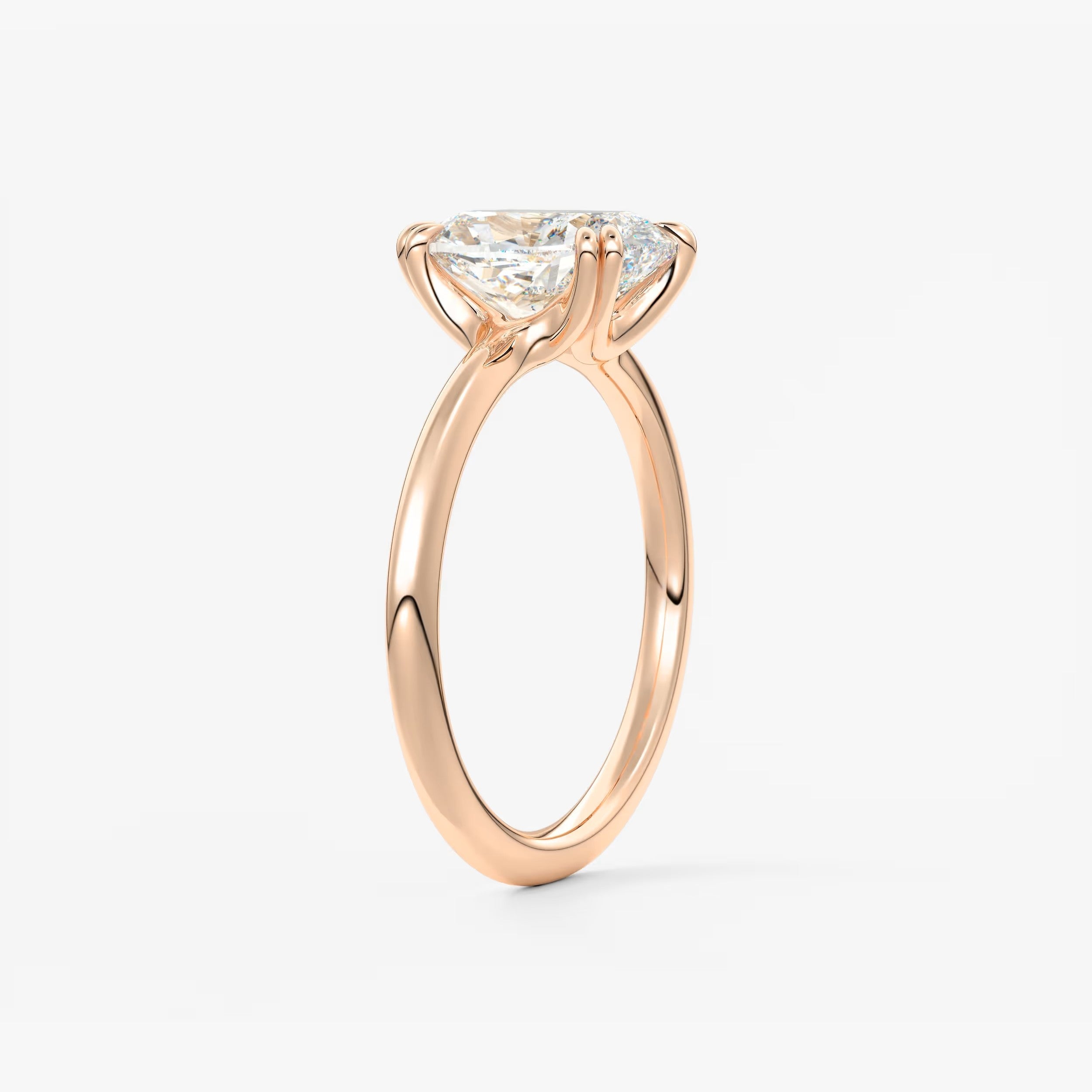 Custom made aura glide elongated cushion solitaire ring – lab diamond or moissanite