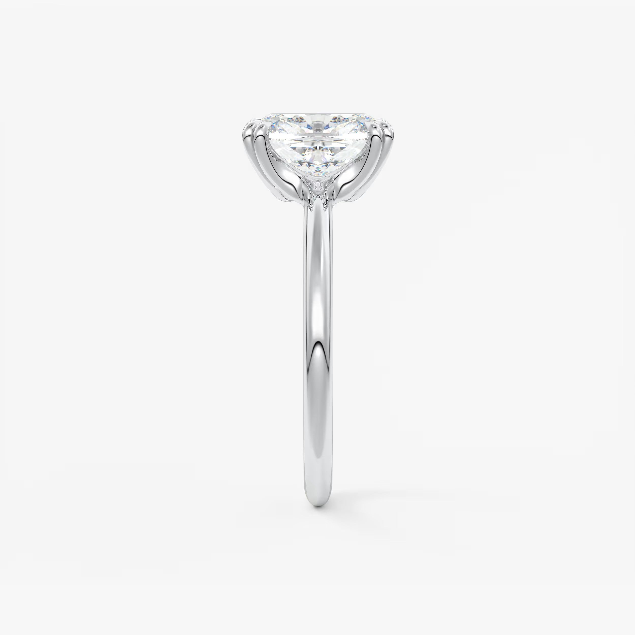 Custom made aura glide elongated cushion solitaire ring – lab diamond or moissanite