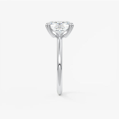 Custom made aura glide elongated cushion solitaire ring – lab diamond or moissanite