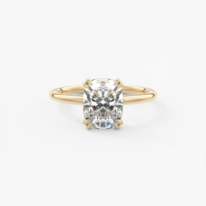 Custom made aura glide elongated cushion solitaire ring – lab diamond or moissanite