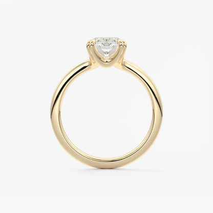 Custom made aura glide elongated cushion solitaire ring – lab diamond or moissanite