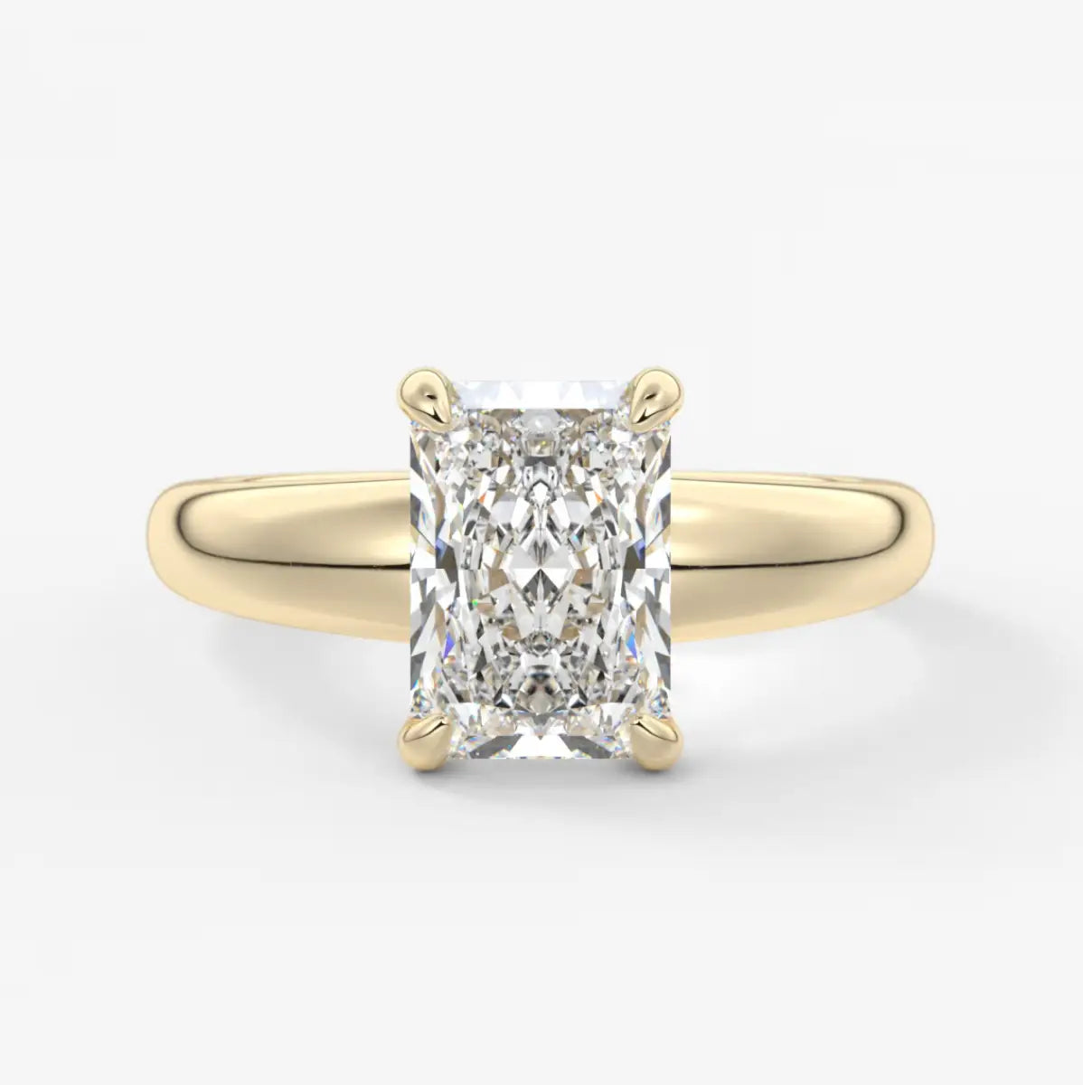 Custom made aura tapered radiant solitaire engagement ring | diamond lab