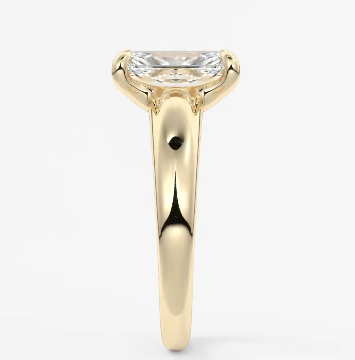 Custom made aura tapered radiant solitaire engagement ring | diamond lab