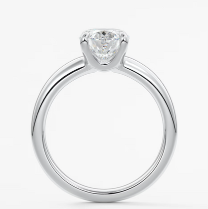 Custom made aura tapered oval solitaire engagement ring – lab diamond or moissanite