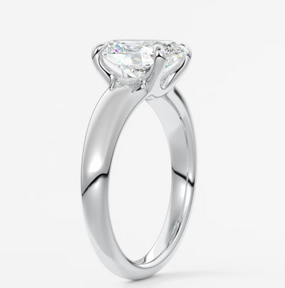 Custom made aura tapered oval solitaire engagement ring – lab diamond or moissanite