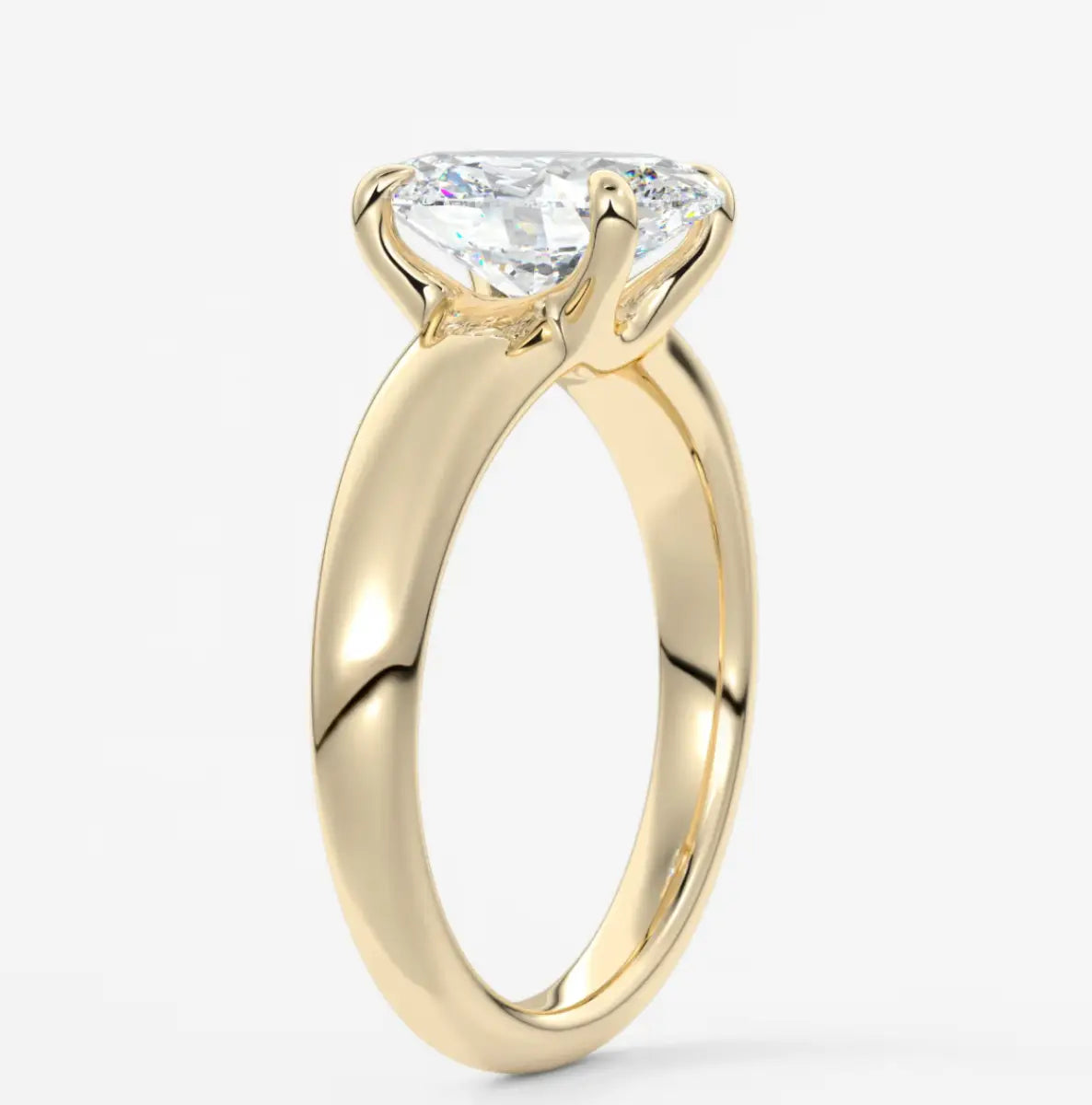 Custom made aura tapered oval solitaire engagement ring – lab diamond or moissanite