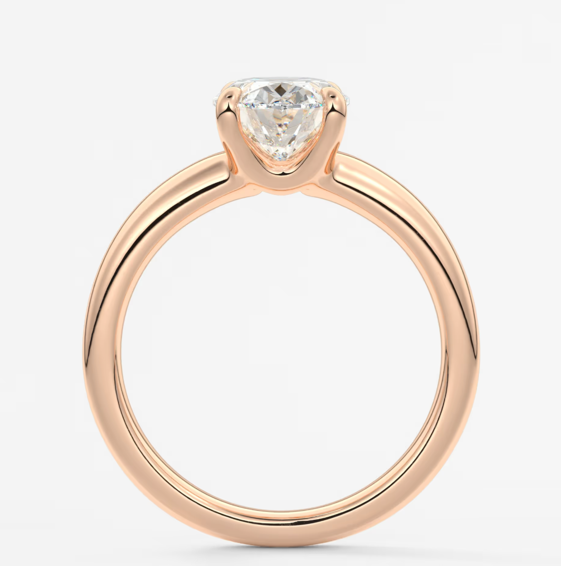 Custom made aura tapered oval solitaire engagement ring – lab diamond or moissanite