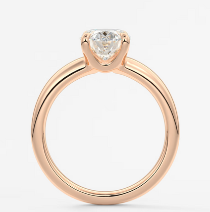 Custom made aura tapered oval solitaire engagement ring – lab diamond or moissanite