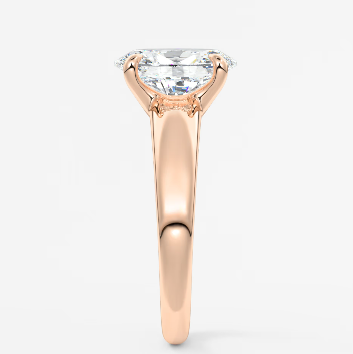 Custom made aura tapered oval solitaire engagement ring – lab diamond or moissanite