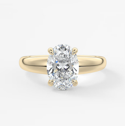 Custom made aura tapered oval solitaire engagement ring – lab diamond or moissanite