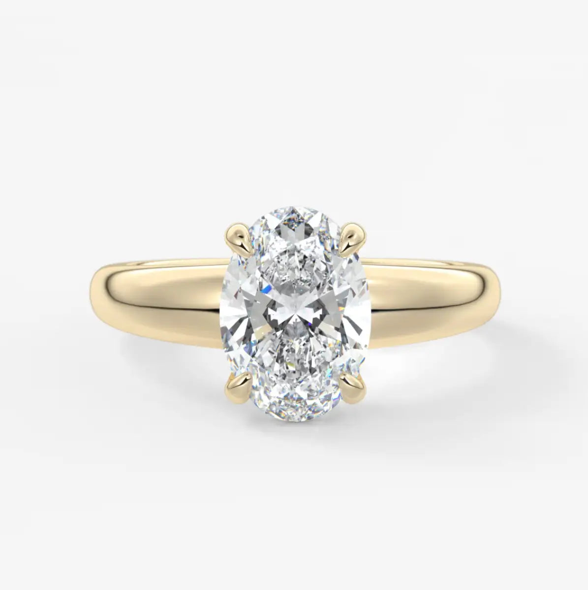 Custom made aura tapered oval solitaire engagement ring – lab diamond or moissanite