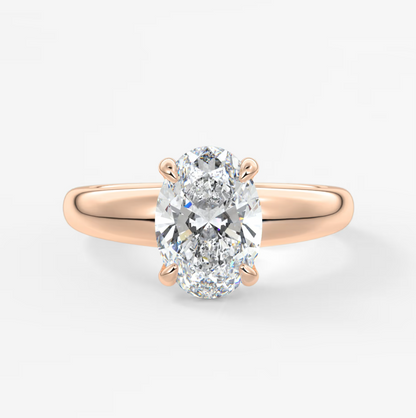 Custom made aura tapered oval solitaire engagement ring – lab diamond or moissanite