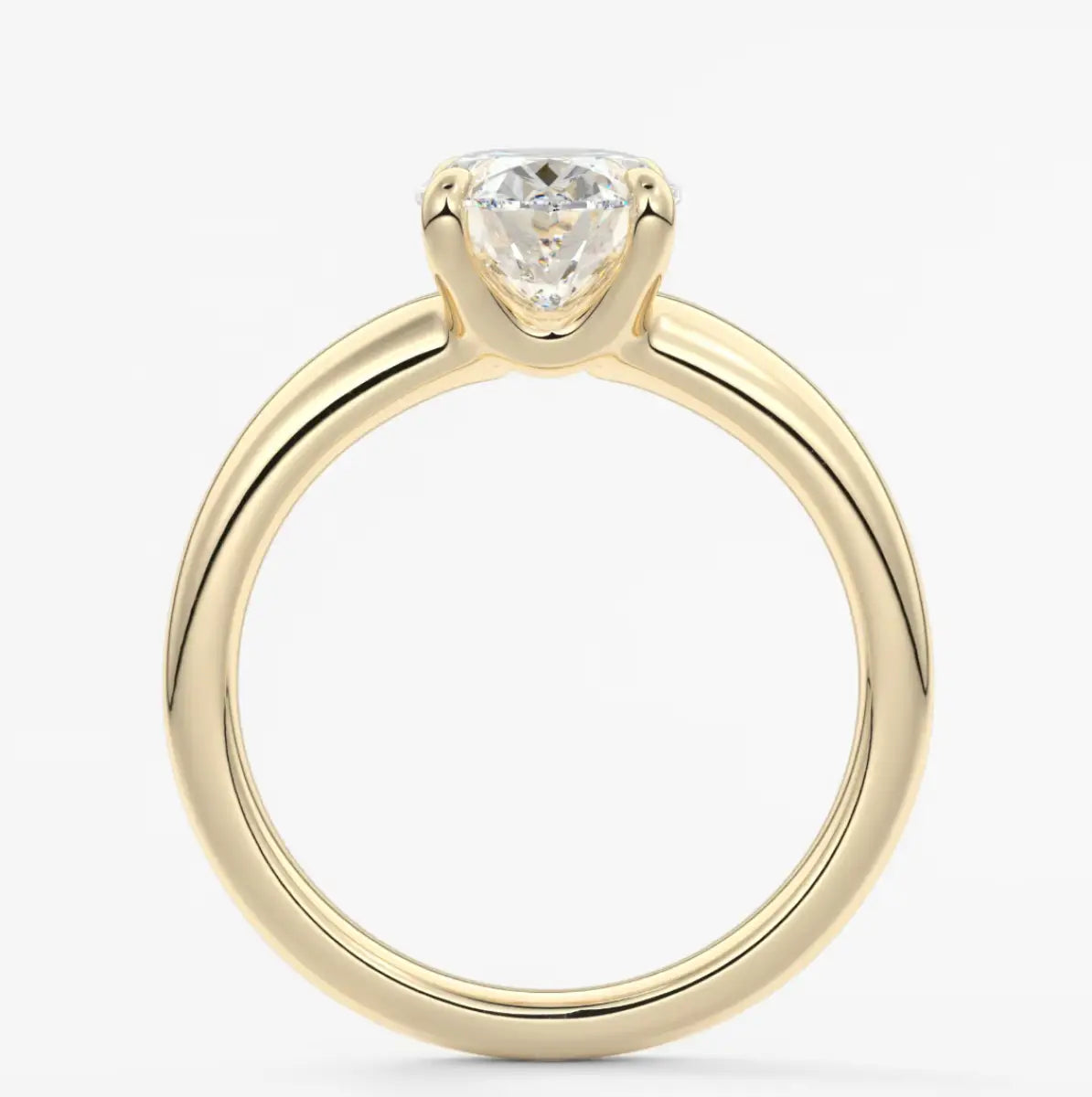 Custom made aura tapered oval solitaire engagement ring – lab diamond or moissanite