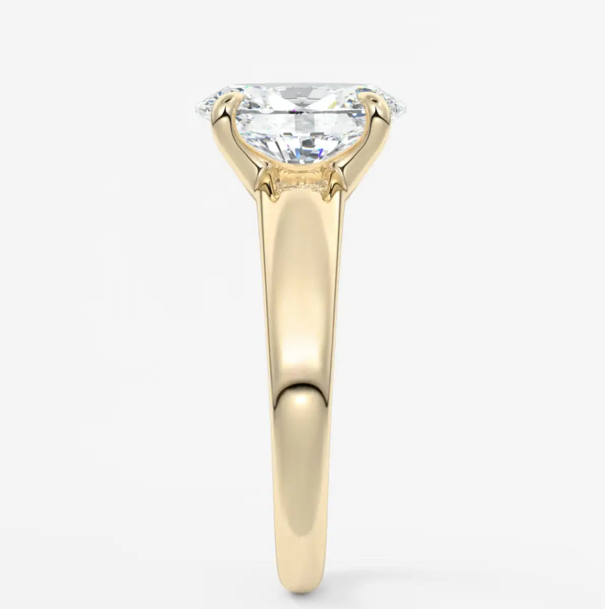 Custom made aura tapered oval solitaire engagement ring – lab diamond or moissanite