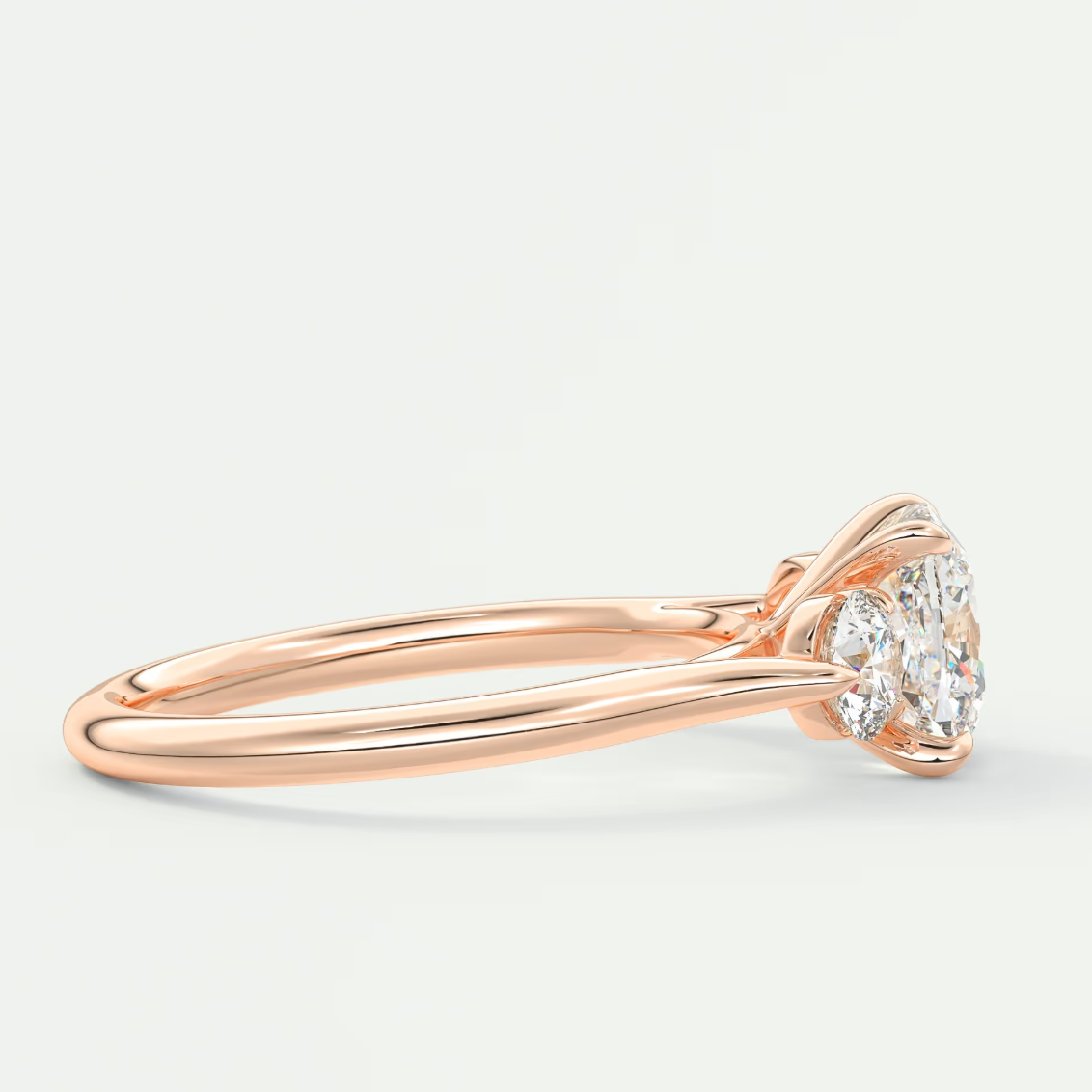 Custom made aveline cushion cathedral three-stone engagement ring | diamond lab