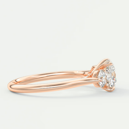 Custom made aveline cushion cathedral three-stone engagement ring | diamond lab