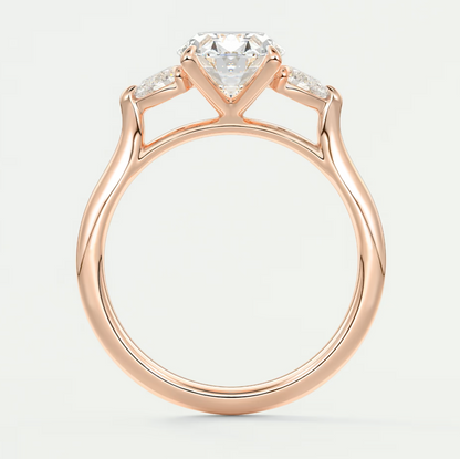 Custom made aveline oval cathedral three-stone engagement ring | diamond lab